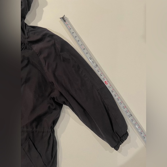 Vintage Utility Jacket Made in Egypt Black Hooded Pockets Cinched Waist Large - Picture 11 of 16